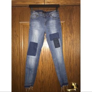 Forever 21 patchwork skinny jeans